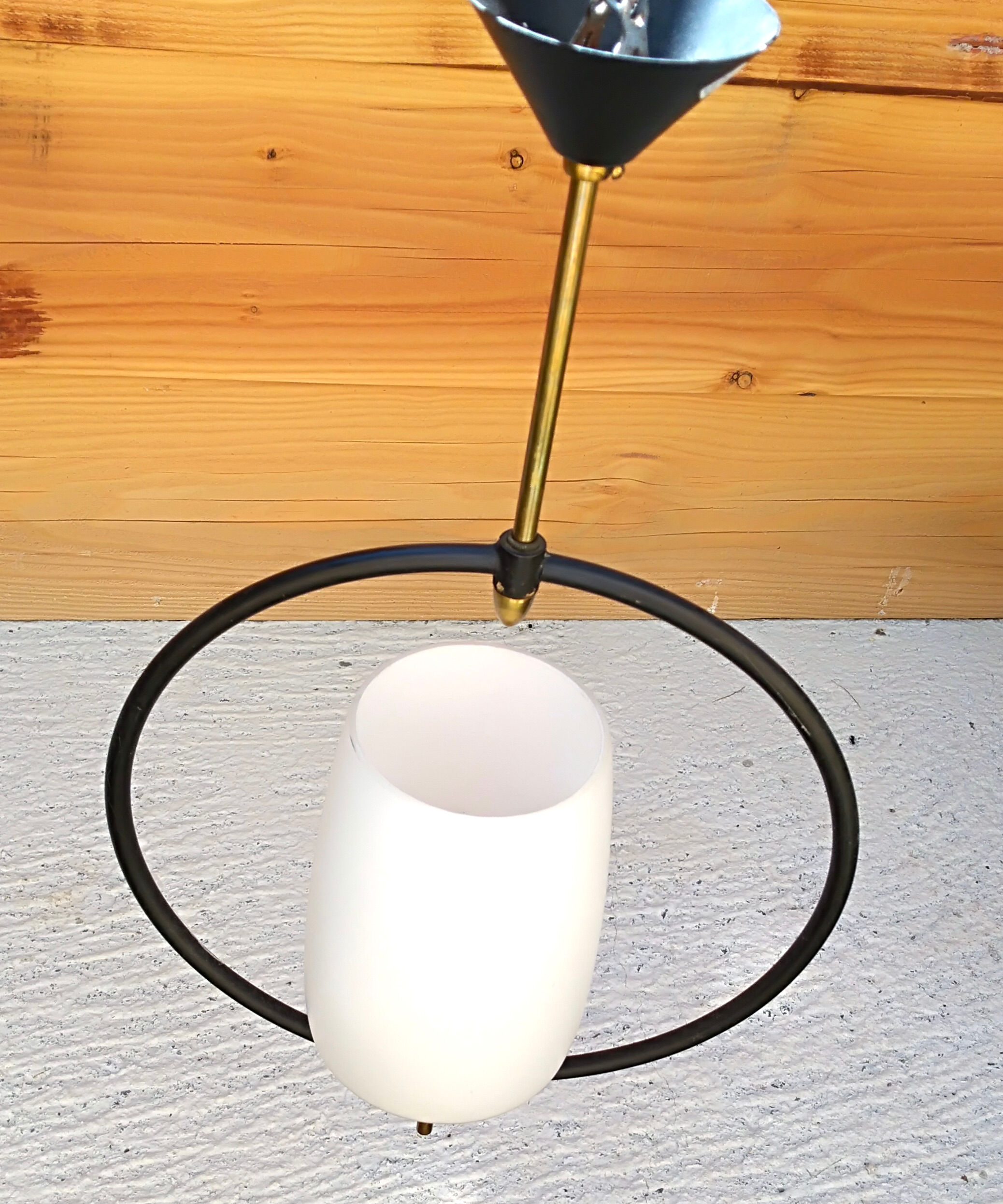 Glass and metal chandelier 60s