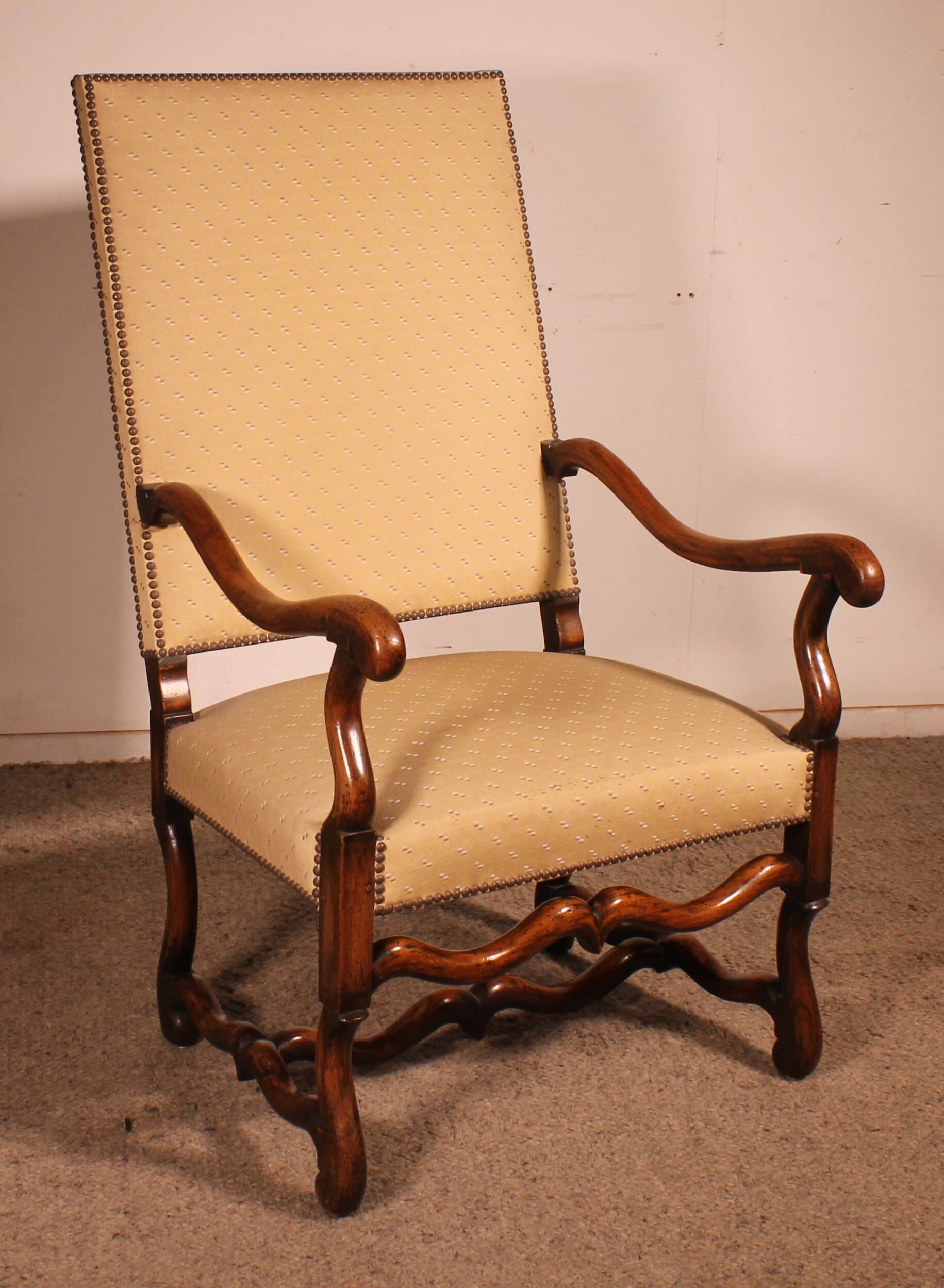 Louis XIV Style Armchairs in Sheep Bone in Walnut - 19th Century
