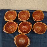 7 brown ear bowls in Sarreguemines earthenware