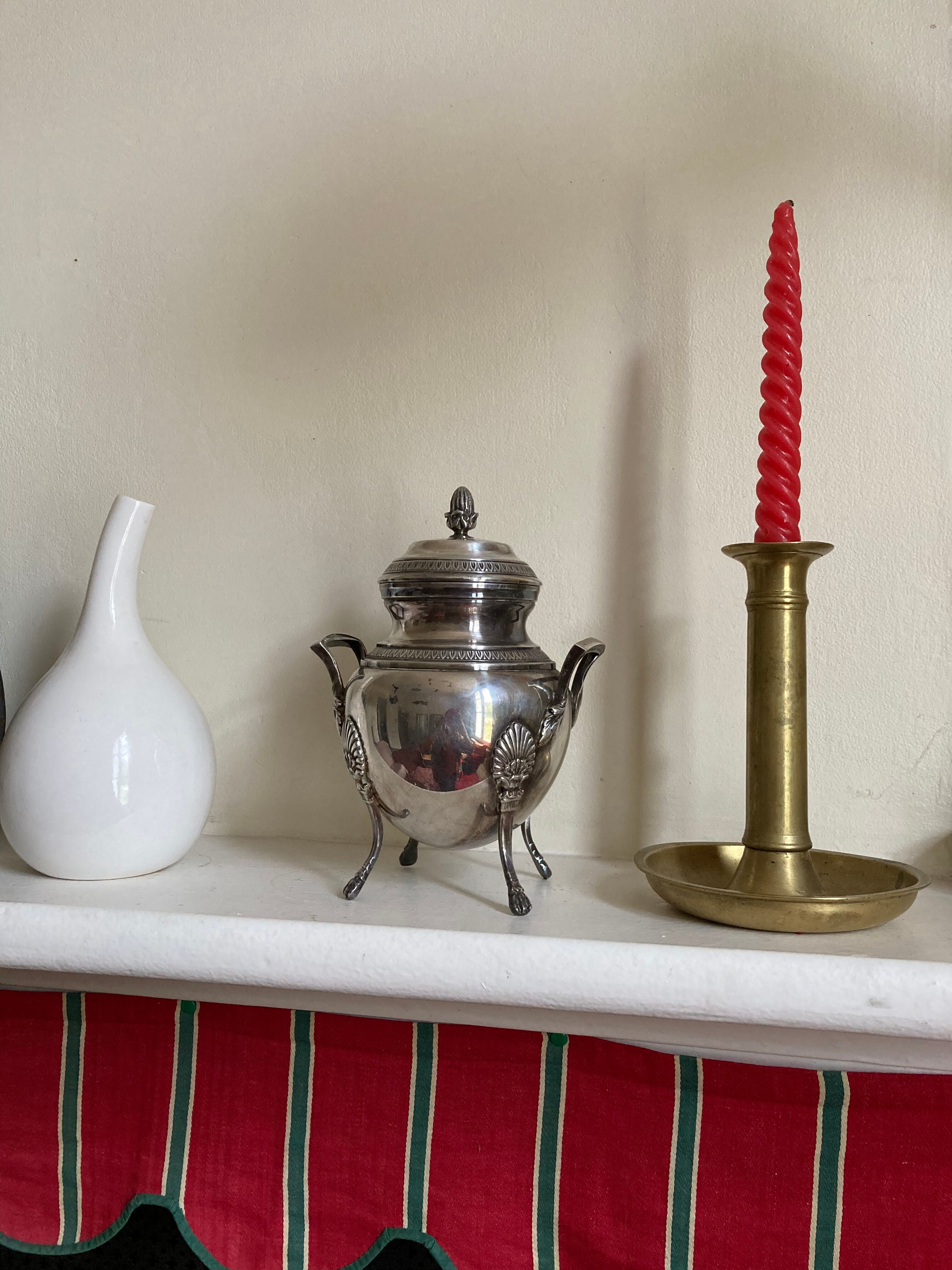 Silver metal sugar bowl J Noé / covered pot style empire Napoleon III