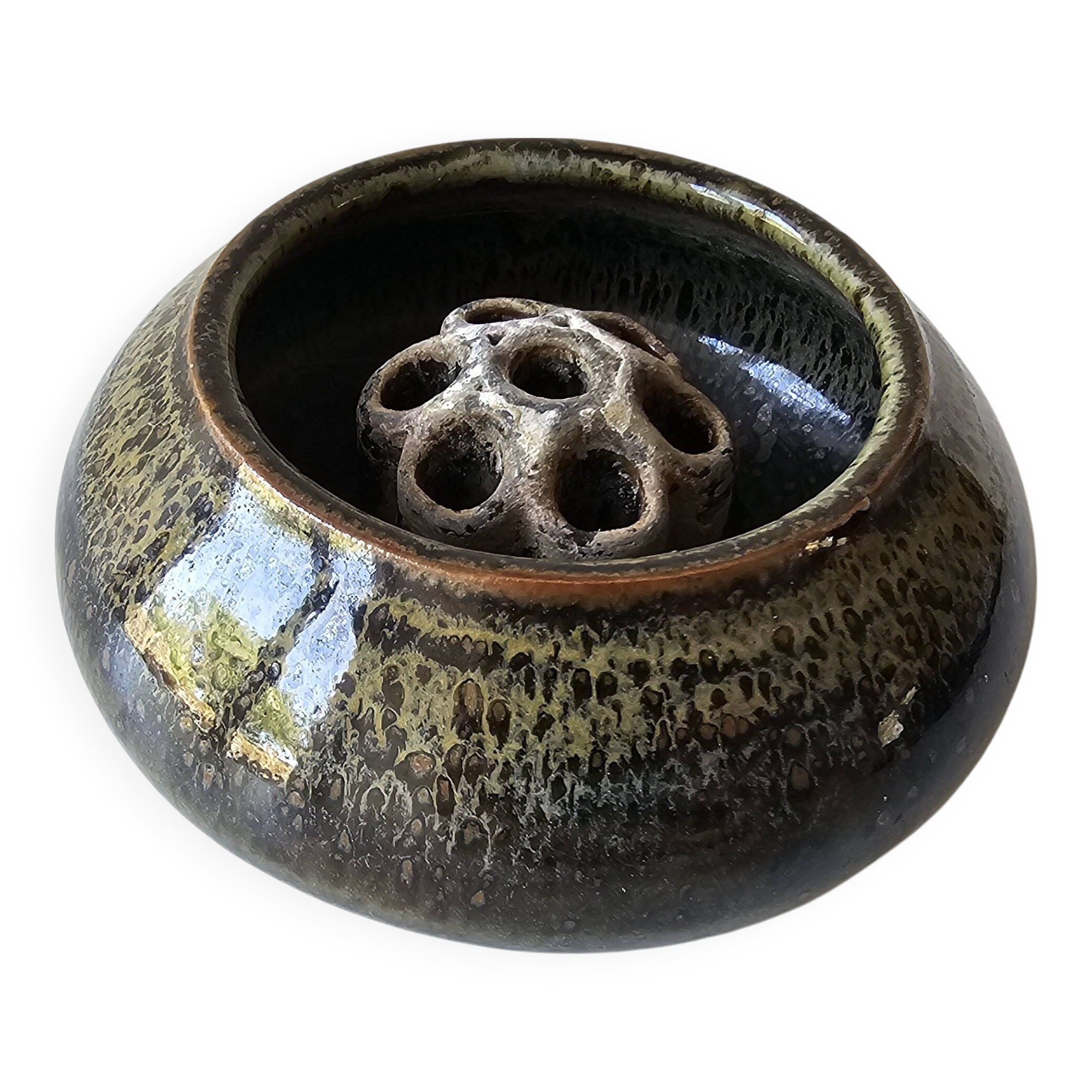 Ceramic flower vase signed gérald pott (diameter 13cm)