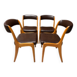 Set of 4 Scandinavian elm gondola chairs