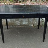 Black lacquered pine desk table