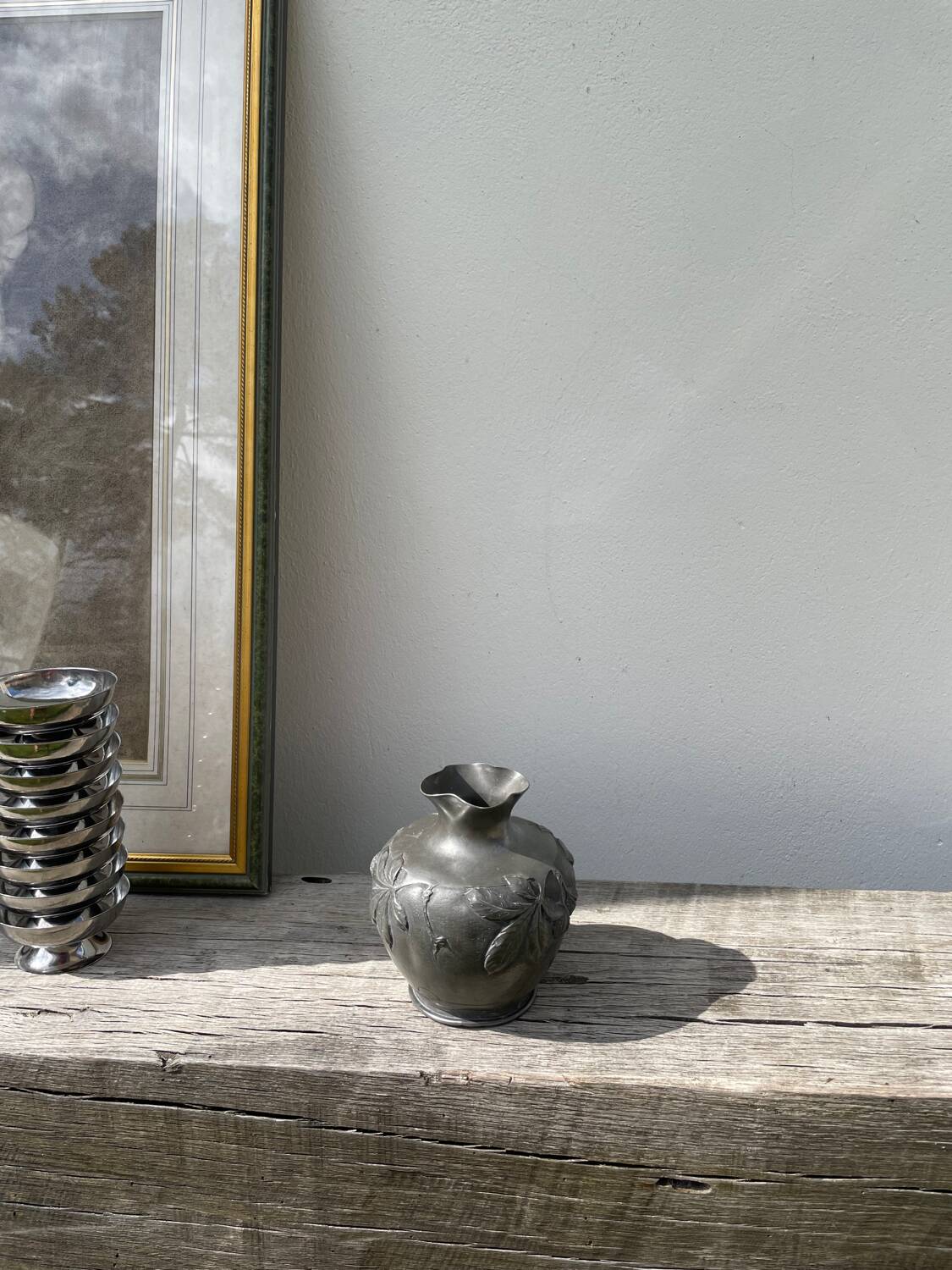 Art Nouveau pewter vase signed Cortesi