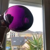 Vase soliflore verre soufflé à la bouche violet col recourbé