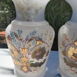 Pair of vases in romantic opaline Napoleon III