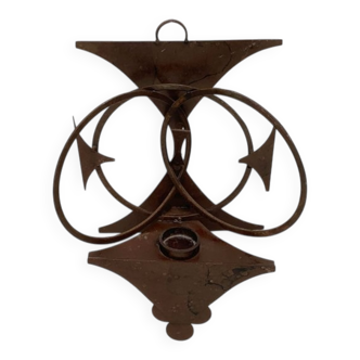 Danish mid-century brutalist metal wall sculpture and candle holder by Henrik Horst, 1960s.