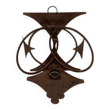 Danish mid-century brutalist metal wall sculpture and candle holder by Henrik Horst, 1960s.