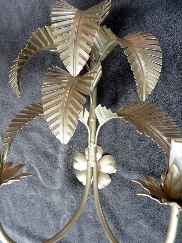 Pair of 20th Century Wall Sconces Exotic Palm Tree Hollywood Regency Sand