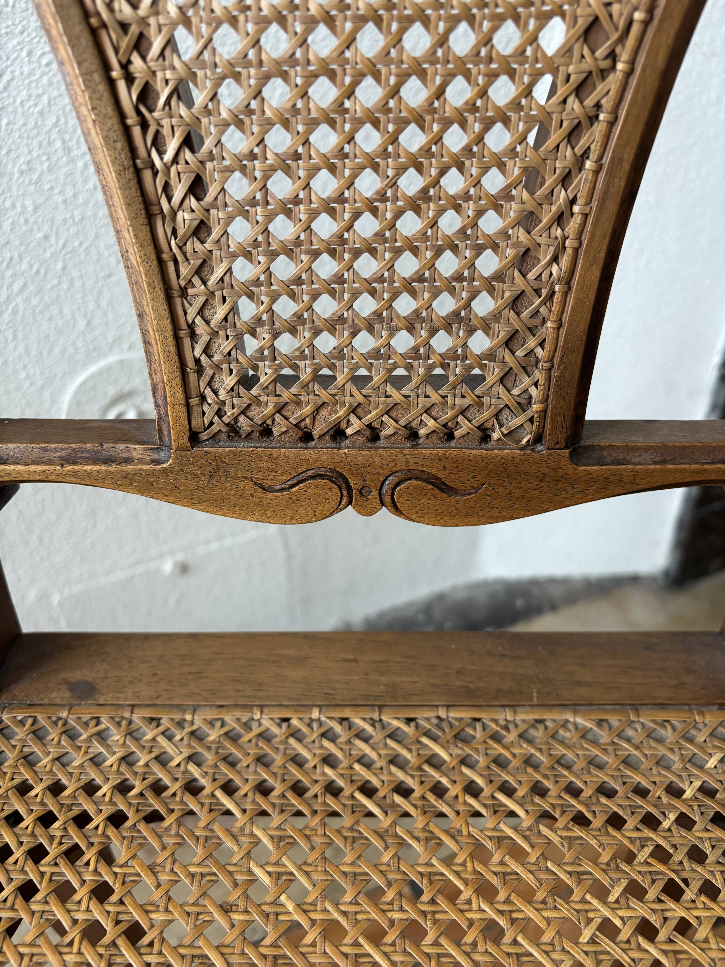 Art Nouveau caned wooden chair