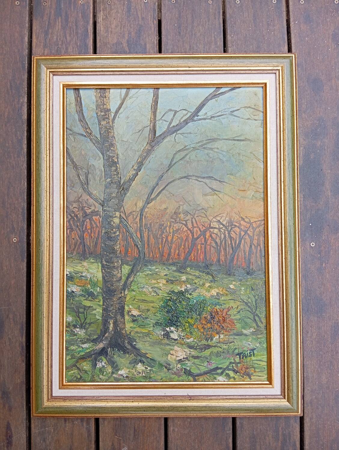 Oil on canvas landscape, 49 x 67 cm signature to be identified