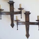 Duo of wrought iron wall lamps by Jean Touret Atelier Marolles