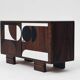 1950s Vintage Sideboard, Modernist, Walnut, Geometric Op Art Pattern