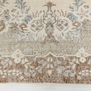 Handmade beige & brown floral  vintage rug
