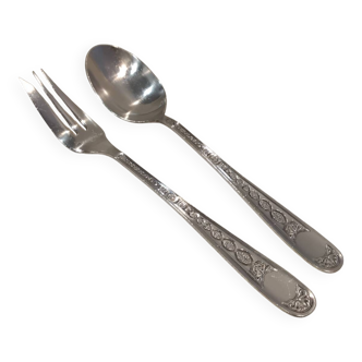 Silver-plated metal stew fork and spoon by Christofle Villeroy
