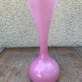 Vase opaline rose col corolle années 70 vintage