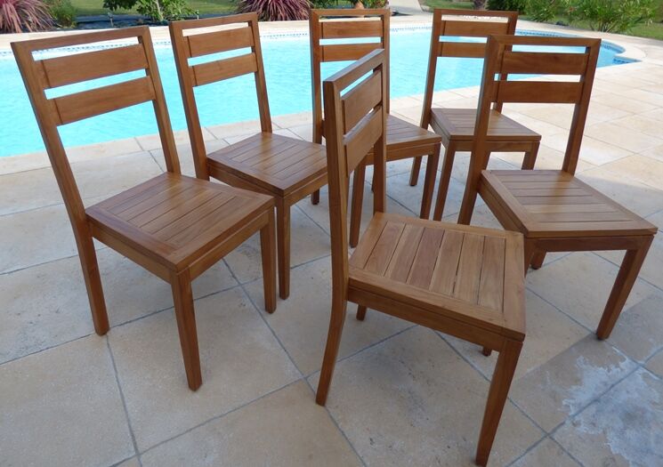 6 chairs of golden oak color in solid wood brand codium maison