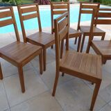 6 chairs of golden oak color in solid wood brand codium maison