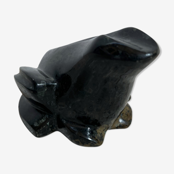 Presse papier grenouille en marbre noir