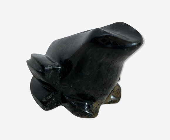 Presse papier grenouille en marbre noir