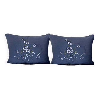 2 hand embroidered cushions