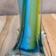 Vintage glass vase in blue and yellow Murano style.