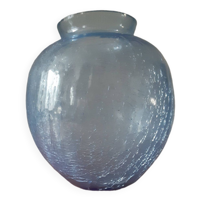Vase boule verre craquelé