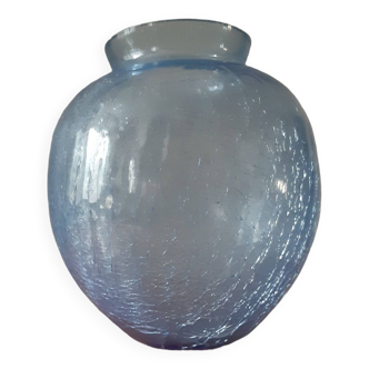 Vase boule verre craquelé