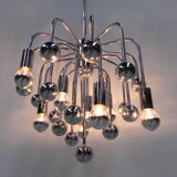 Vintage Sputnik lamp with 9 light points and 16 chrome globes