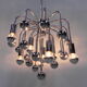 Suspension Spoutnik vintage avec 9 points lumineux et 16 globes chromés