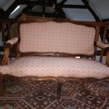 2-seater sofa in wood and fabric