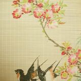 Asian bamboo screen, painted rice straw