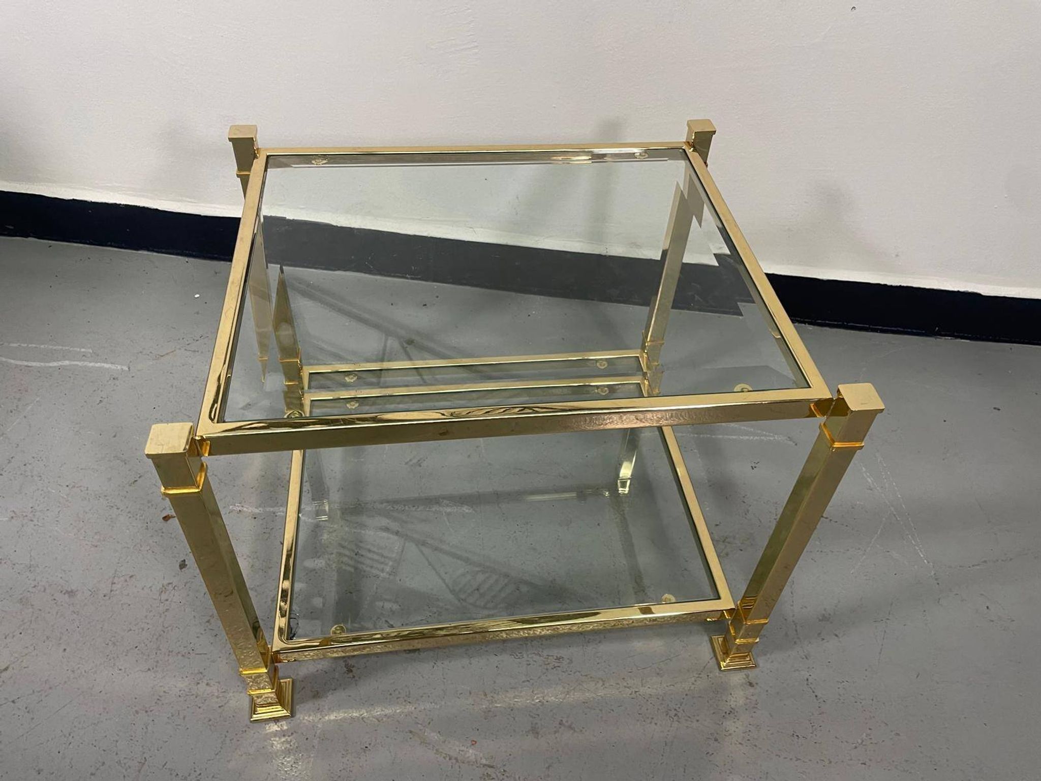 Vintage two-tier glass coffee table