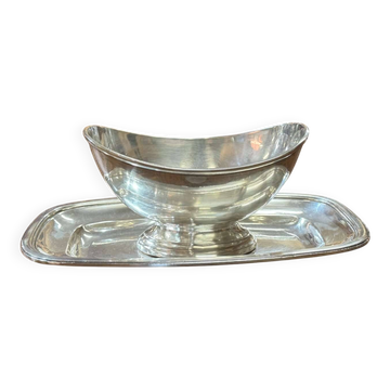 Saucière en métal argenté de la marque ERCUIS des années 1950
