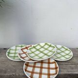 5 square Moulin des Loups dessert plates/dishcloths