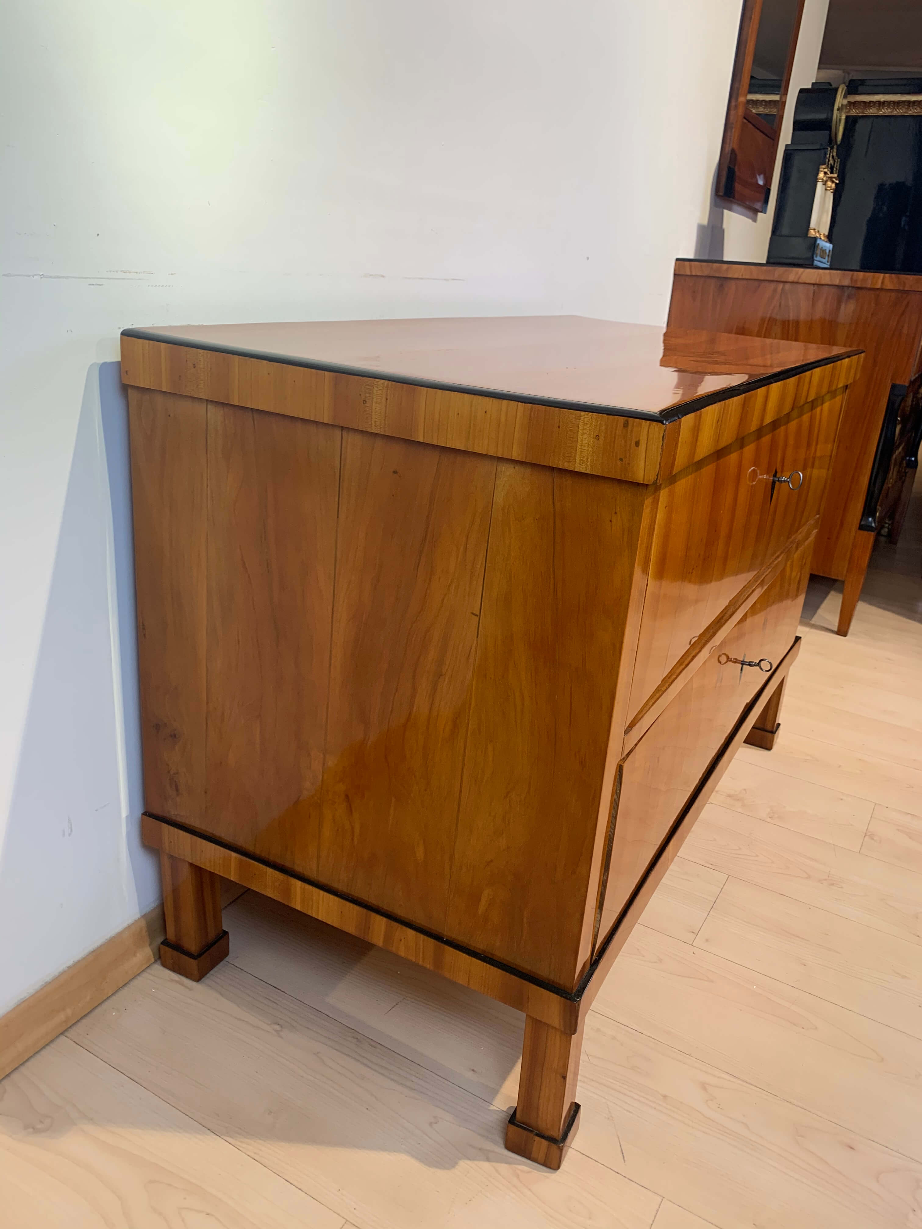 Biedermeier Two Drawer Commode, Cherry Veneer, South Germany, circa 1820