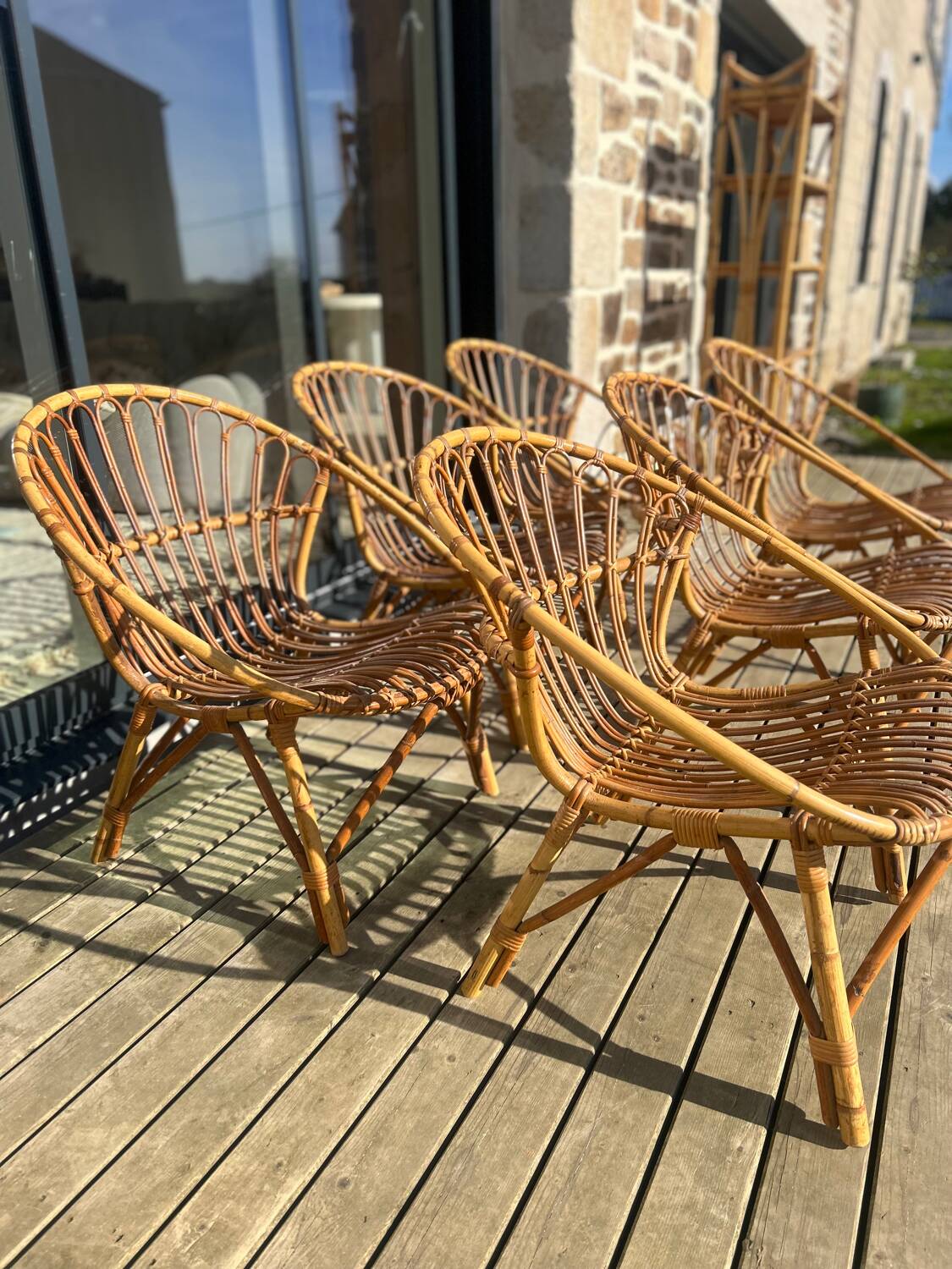 Rattan bench from the 60s