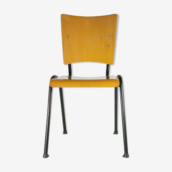 Chaise d'école Marko par Ynske Kooistra bois et métal années 60