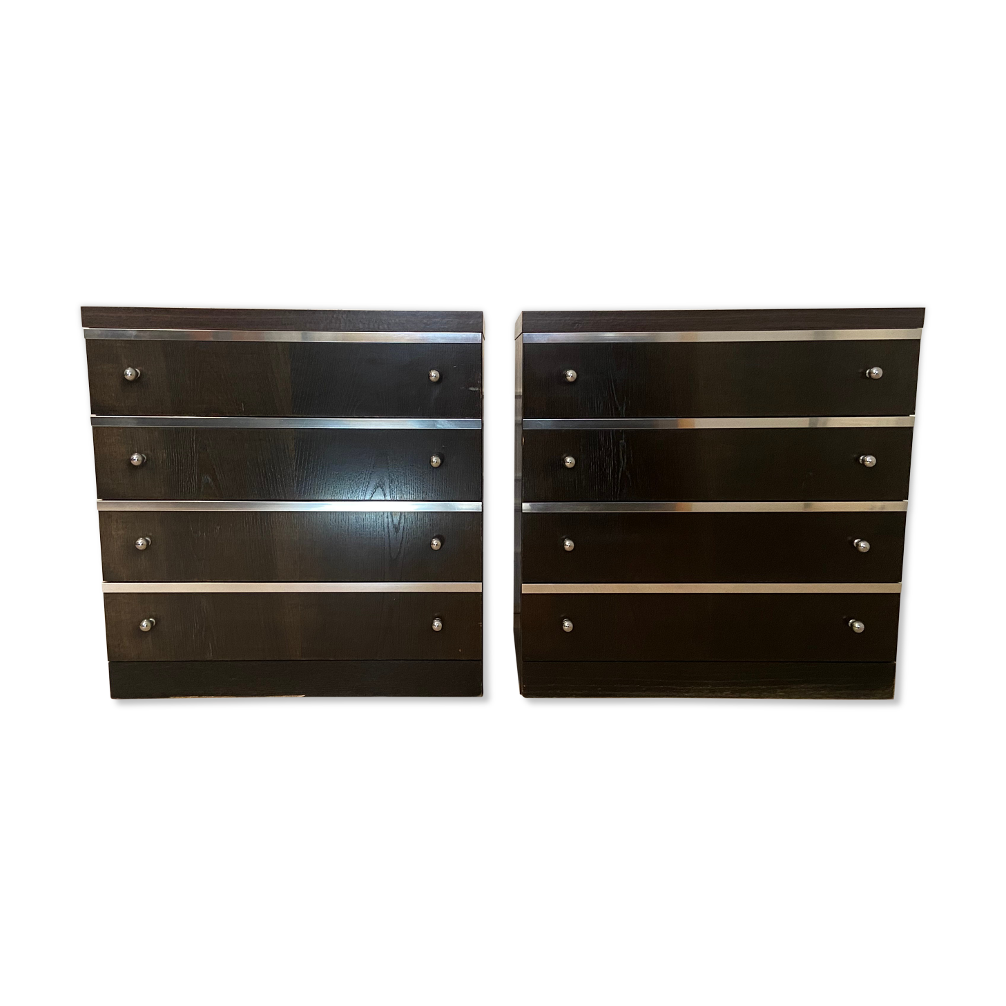 Wenge and silver bedside tables, Belgium, 1960