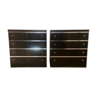 Wengé and silver bedside tables, Belgium, 1960