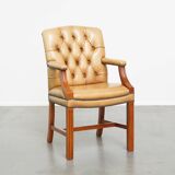 Cowhide Leather Chesterfield Dining / Side Chair in English Style