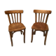 Pair of bistro chairs troquet Parisien in curved wood 1950