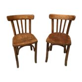 Paire de chaise bistrot troquet Parisien en bois courbé 1950
