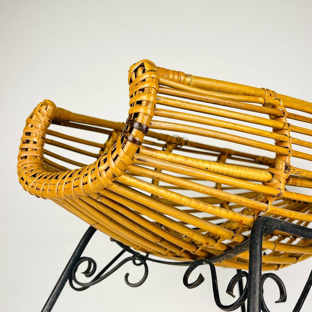 Magazine rack or vintage rattan stand, Italy, 1960s