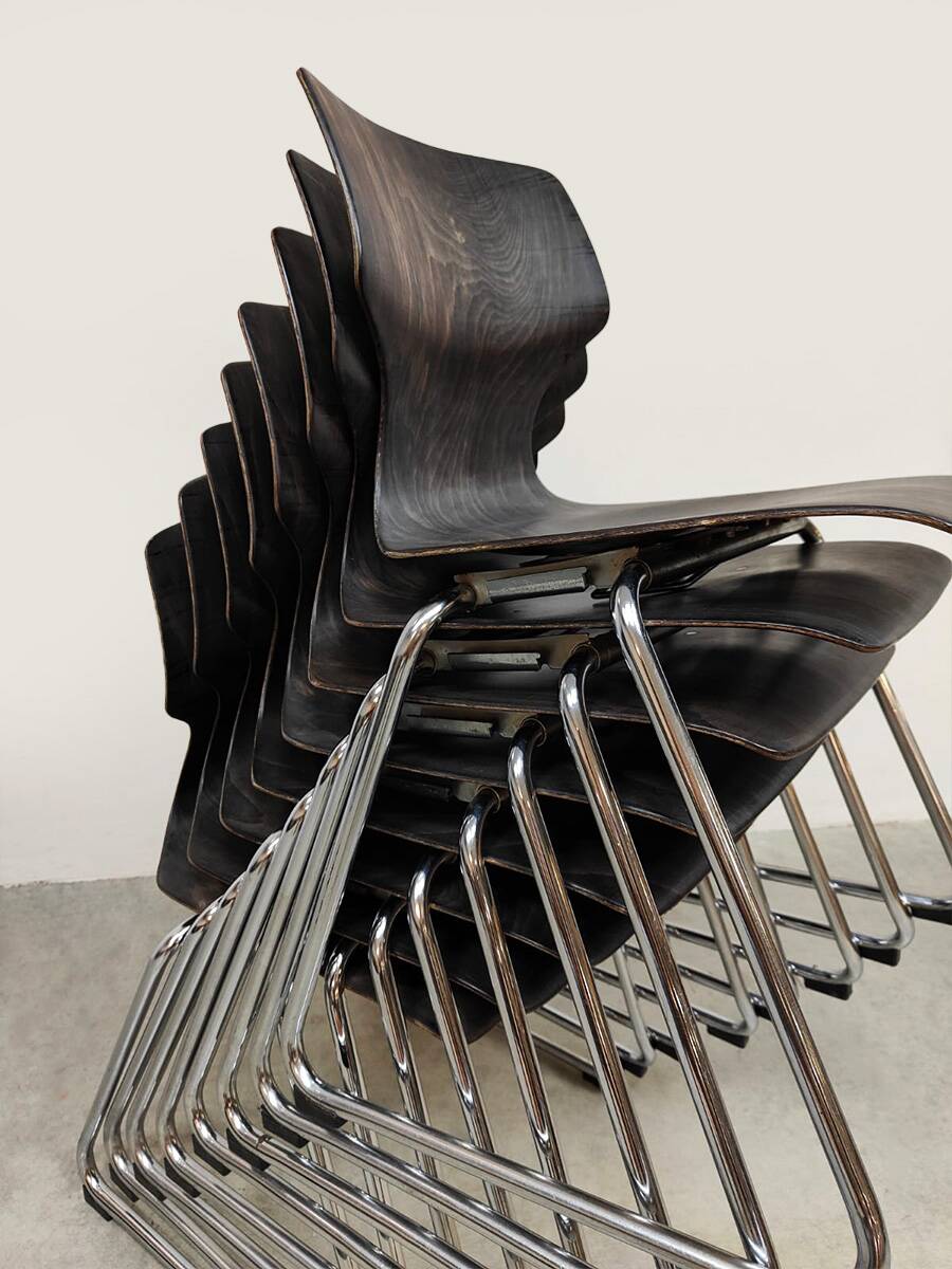 Vintage Pagwood stacking chairs Flötotto 1960
