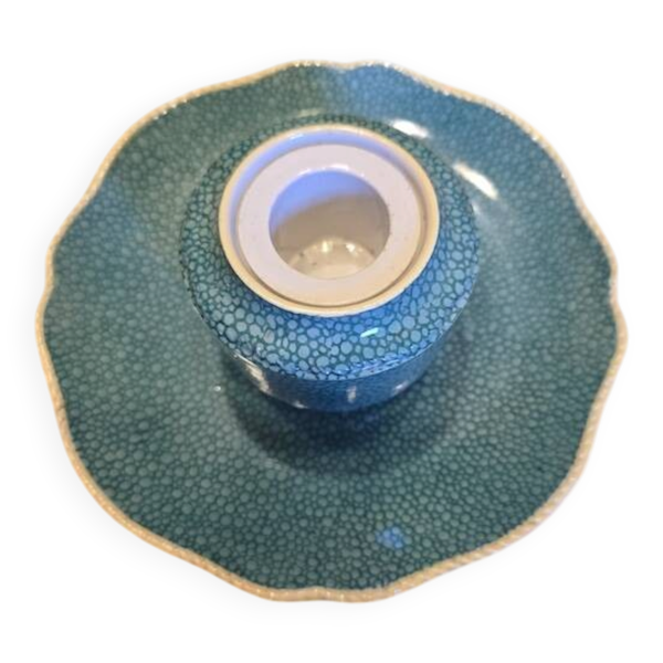 Bougeoir en porcelaine Copeland Spode England – décor Shagreen turquoise –
