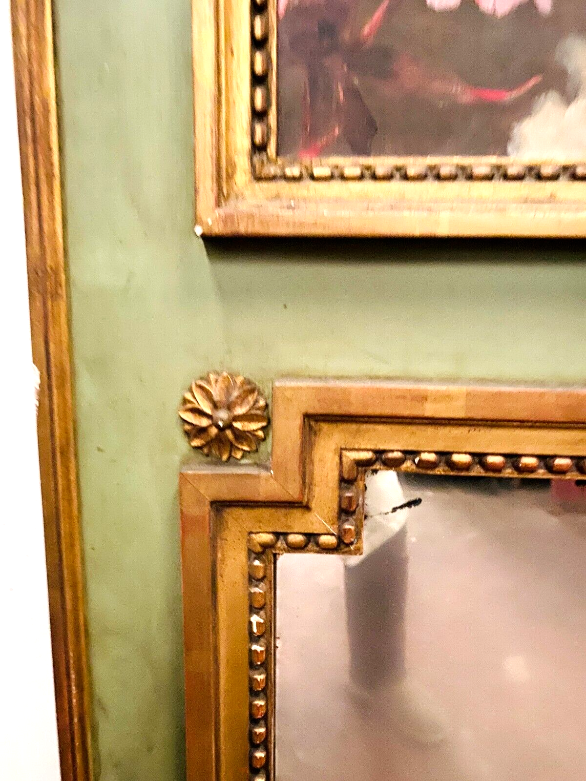 Louis XVI style trumeau in XX century patinated wood