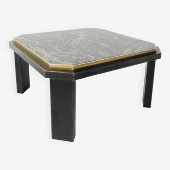 Table basse Fedam, Hollywood Regency, marbre dans cadre en acier