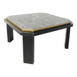 Table basse Fedam, Hollywood Regency, marbre dans cadre en acier