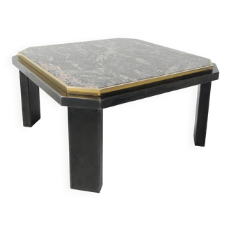Fedam coffee table, hollywood regency, marble in steel frame